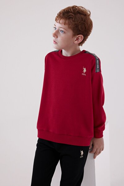 U.S. Polo Assn. Boy's Cotton 3 Thread Burgundy Crew Neck Bottom-Top Set Q3Pkl3Kk13