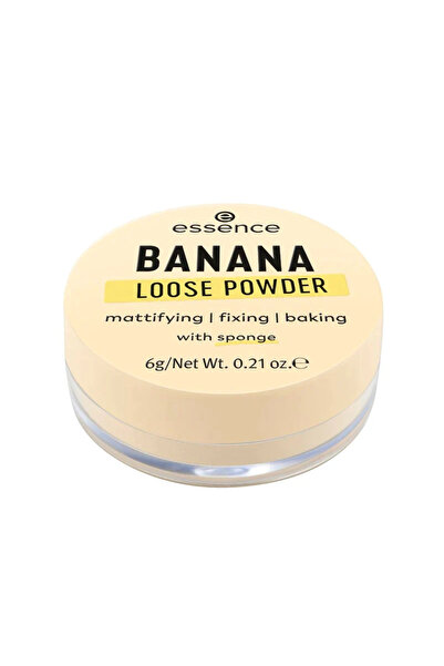 Essence بودرة الموز السائبة لتثبيت المكياج وإخفاء العيوب باستخدام إسفنجة الخبز
