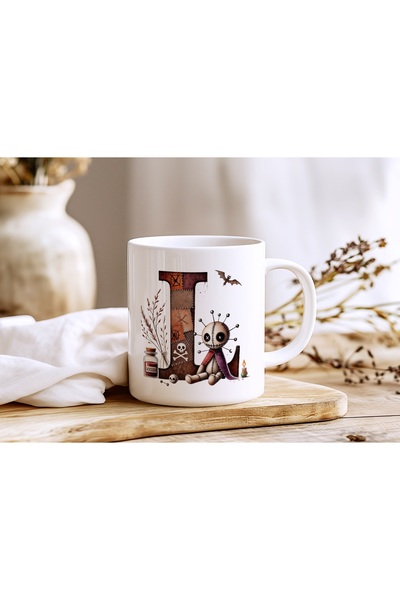 Beramussa كوب على شكل حرف L من Voodoo Doll - تصميم قوطي للهالوين - هدية الهالوين