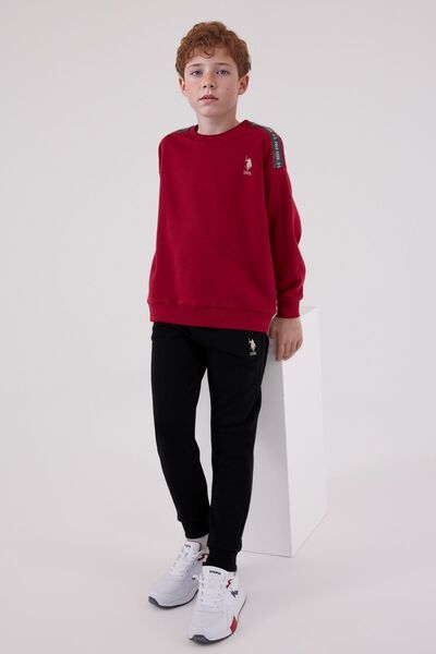 U.S. Polo Assn. Boy's Cotton 3 Thread Burgundy Crew Neck Bottom-Top Set Q3Pkl3Kk13