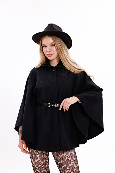 LİMABEL Women's Belted Stitched Poncho