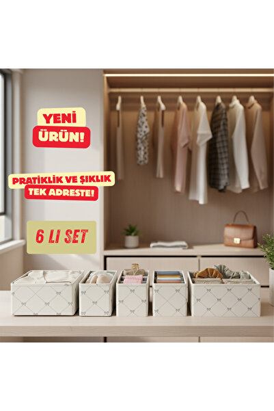 Textia Home 6'lı Fiyonk Çekmece Dolap Içi Düzenleyici Saklama Kutusu Raf Set ...