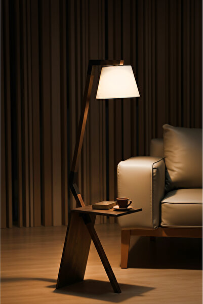 Lambazade Ceviz Renkli Sehpalı Helma Modern Lambader Krem Başlık