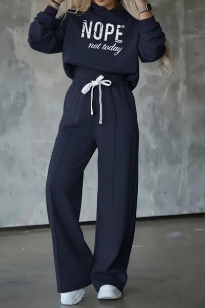 Mossta Costum dublu cu cu imprimeu nervuri - Albastru închis