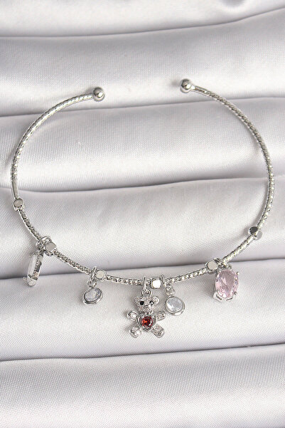 Generic Brand Brass Silver Color Dangle Zircon Stone Charm Women Bracelet