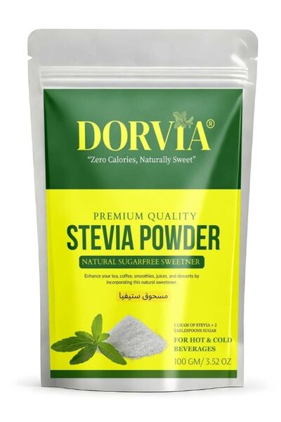 Dorvia مسحوق مُحلي ستيفيا ® | بديل صحي للسكر | خالٍ من السعرات الحرارية، ١٠٠ غرام