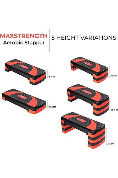 MAX STRENGTH Aerobic Exercise Stepper Board with 5 Adjustable Training Steps Levels Great for Home G