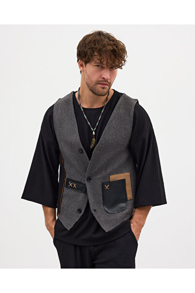 BABBOSS Bohemian Cashmere Vest with Ethnic Pattern Detail