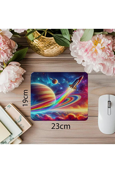 Wisdom Rain لوحة ماوس لمركبة الفضاء مع عادم قوس قزح - 19 × 23 سم 2 مم مستطيلة مطبوعة مستوردة