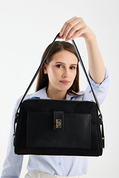 Enchante Süet Siyah Kadın Çanta