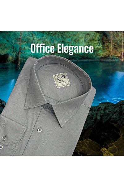 EREN STYLE Cămașă gri din țesătură flanel de iarnă, 100% bumbac, cu mâneci lu...