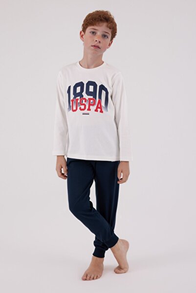 U.S. Polo Assn. Boy's White 100% Cotton Pajama Set Q3Pkl3Kk14