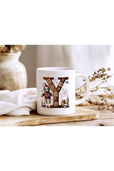 Beramussa Letter Y Voodoo Doll Mug - Gothic Halloween Design - Halloween Gift