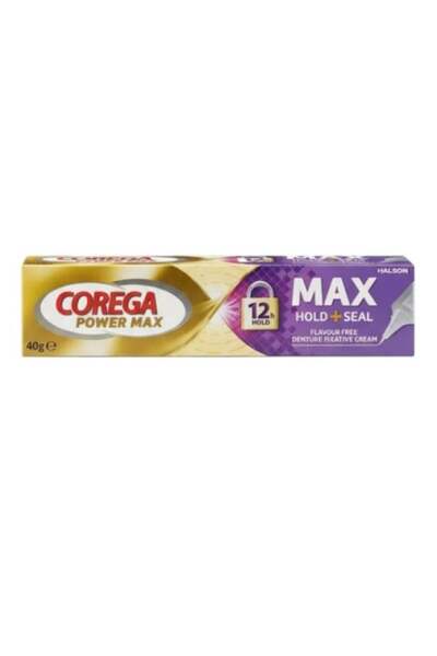 Corega Power Max Hold + Seal Flavour Free Denture Fixative Cream 40g