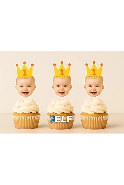 ELF REKLAM Doğum Günü Kürdan Süs Cupcake Süs Kişiye Özel Kürdan (10 Adet)