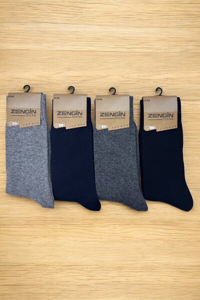 ZENGİN 4 Çift Burun Dikişsiz Kışlık Kalın Havlu Erkek Yün Soket Çorap