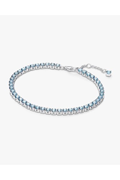 POSEİDONS JEWELLERY Işıltılı Açık Mavi Tenis Bilekliği
