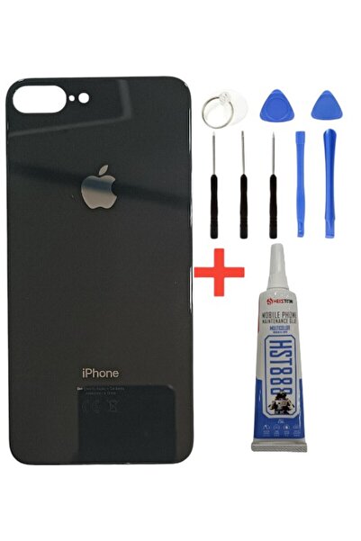 instatech iPhone 8 Plus Arka Kapak Pil Kapağı +Tamir Seti ve Yapıştırıcı SİYA...