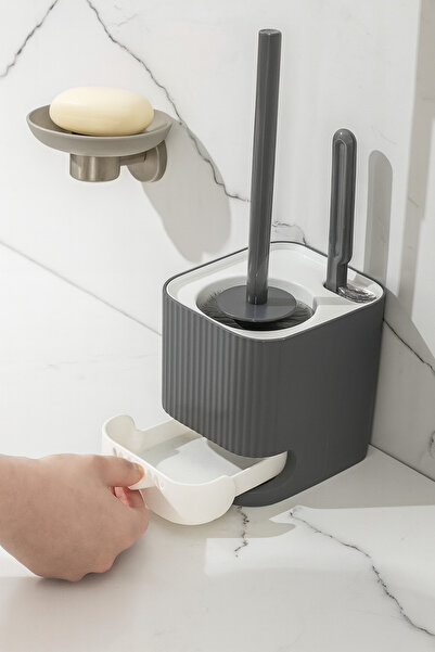 Rembox Βούρτσα καθαρισμού νιπτήρα μπάνιου με αυτοκόλλητο που δεν χυθεί νερό - Βούρτσα τουαλέτας 2 τεμαχίων - λευκό