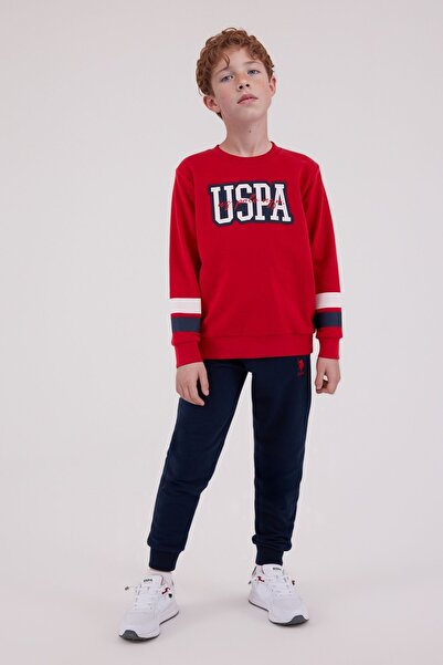 U.S. Polo Assn. Boy's Cotton 3 Thread Red Crew Neck Bottom-Top Set Q3Pkl3Kk14