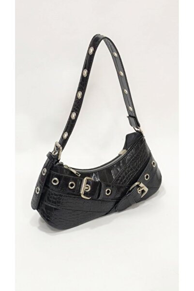 SHIKIRTI حقيبة كتف نسائية بتفاصيل مشبك حزام متقاطع مزدوج