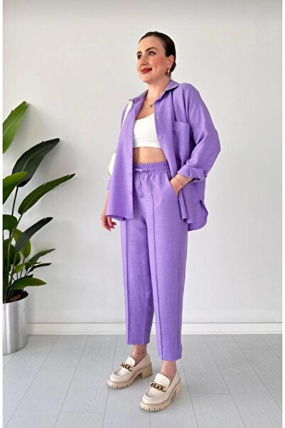 beşirebutik Linen Double Suit Petrol Indigo Giri Beige Purple Black