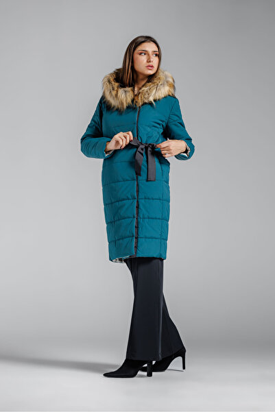 RVL Green jacket with bow and fur collar