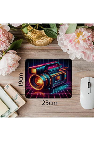 Wisdom Rain تصميم كاميرا فيديو قديمة مع عدسة متوهجة - لوحة ماوس مستطيلة مطبوعة مستوردة مقاس 19 × 23 سم 2 مم