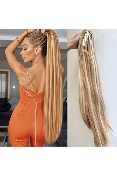 Oskar Hair Extension with Clip, Straight Ponytail with Highlights Blonde, 70 cm