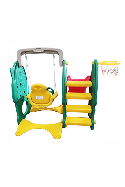 TSUMAB مجموعة ألعاب للأطفال 3 في 1 - زحليقة وأرجوحة وحلقات كرة سلة للعب في الأماكن المغلقة والمفتوحة