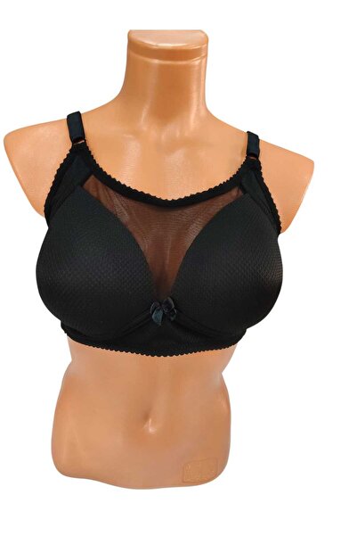 wear treasure C Cup Wireless Bra with Sponge Front, Tulle Detail, Honeycomb Pattern, Side Support, Wire Supported Support Bra