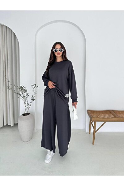 Jeevee Modal Kumaş Geniş Paça Oversize Takım