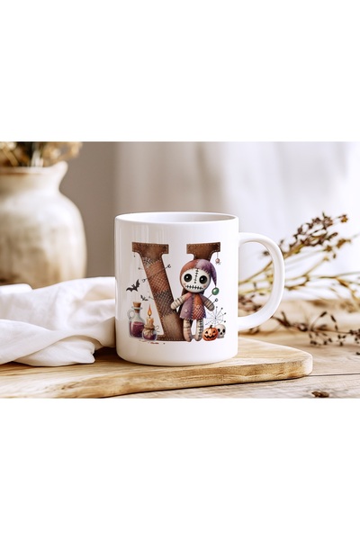 Beramussa Letter V Voodoo Doll Mug - Gothic Halloween Design - Halloween Gift