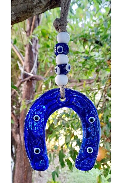 ella'nın çarşısı Стъклен амулет Назар с дизайн на подкова. 1 брой