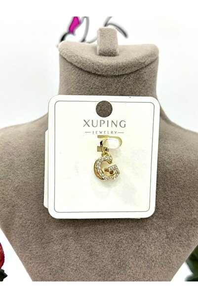 XUPING JEWELRY Zirkon Taşlı Harf G Kolye Ucu (14k Gold 1x1cm)