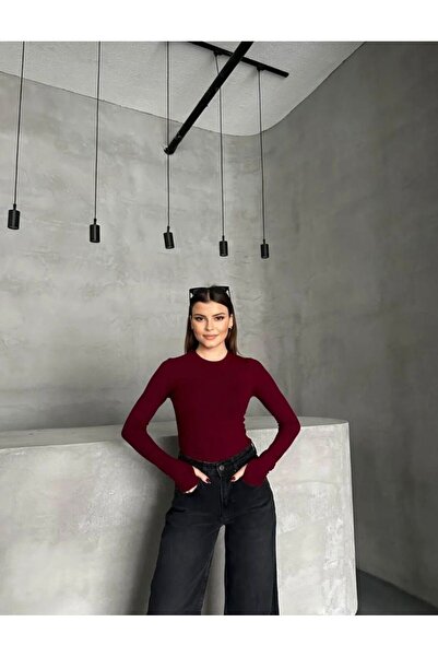 Tugem Finger Detailed Finger-Through Women's Bodysuit