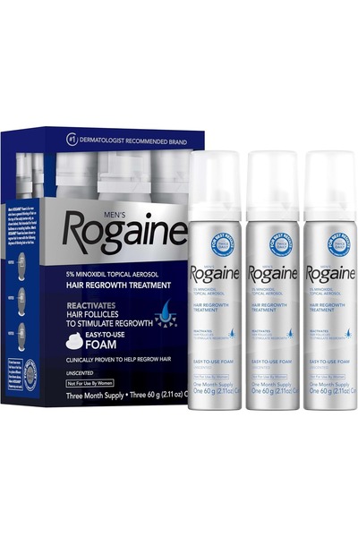Rogaine Men's 5% Pure Minoxidil Foam for Hair Loss and Regrowth (3-Month Supply)