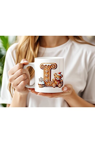 Beramussa كوب على شكل حرف L مع تفاصيل دب صغير - تصميم بموضوع السنة الجديدة / ...