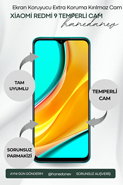 Hanedanev Xiaomi Redmi 9 Temperli Cam Ekran Koruyucu Extra Koruma Kırılmaz Cam