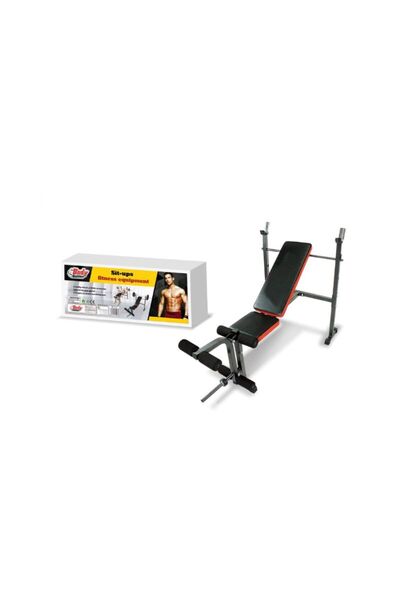 TSUMAB Adjustable Sit-Up Bench with Barbell Rack – Multi-Function Home Gym Fitness Equipment
