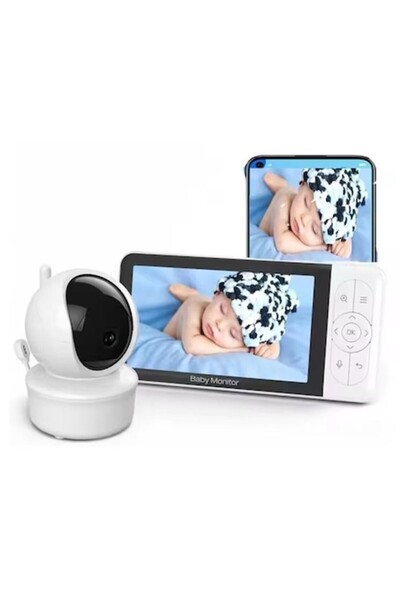 AMYMAT Monitor inteligent pentru bebelusi 5” 1080p – CCTV Wireless, Audio Bid...
