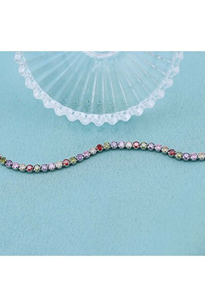 Bijuteria SORELLY Brățară tenis din argint cu pietre multicolore