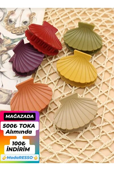 modares Deniz Kabuğu Midye Renkli Model Mandal Toka Büyük Boy 7 cm