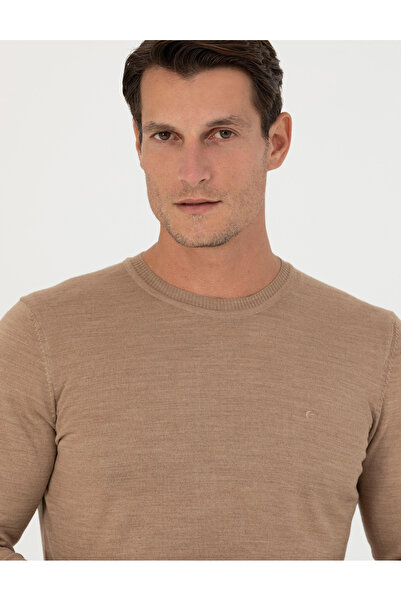 Cacharel Men's Slim Fit Basic Sweater - Camel