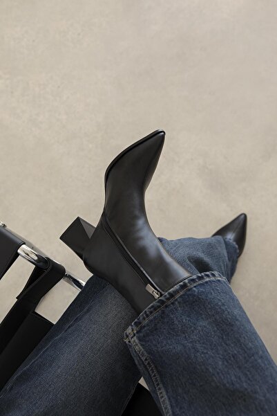 STRASWANS Liston Kadın Topuklu Deri Bot Siyah