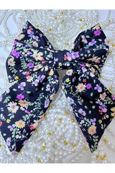 AresTokaAksesuar Țesătură creponată de lux cu flori, cataramă automată cu arc