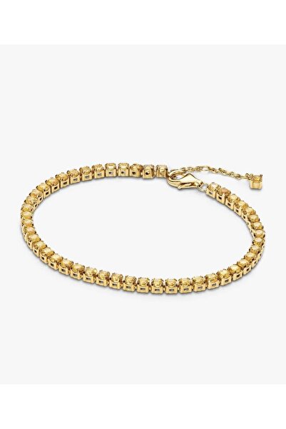 POSEİDONS JEWELLERY Işıltılı Sarı Tenis Bilekliği
