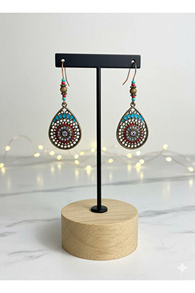 Z&T ACCESORIES أقراط من الأحجار الكريمة الملونة بتصميم عتيق مستوحى من البحر ا...