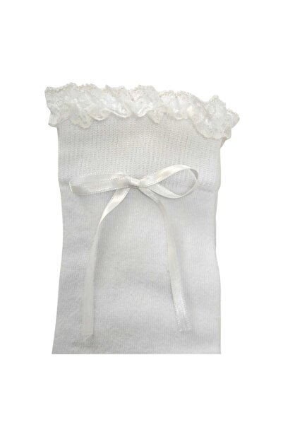 HAYEL 1 чифт дамски бели високи чорапи с връзки от висококачествен памук