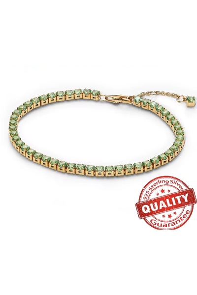 Hector&Co. Jewellery Gümüş Işıltılı Yeşil Tenis Bilekliği